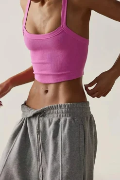 Sale Dear-Lover Athletic Ribbed Cropped Cami Top Bonbon
