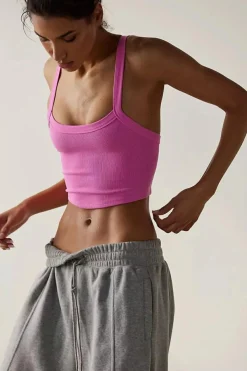 Sale Dear-Lover Athletic Ribbed Cropped Cami Top Bonbon