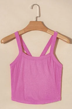 Sale Dear-Lover Athletic Ribbed Cropped Cami Top Bonbon