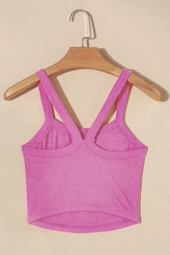Sale Dear-Lover Athletic Ribbed Cropped Cami Top Bonbon