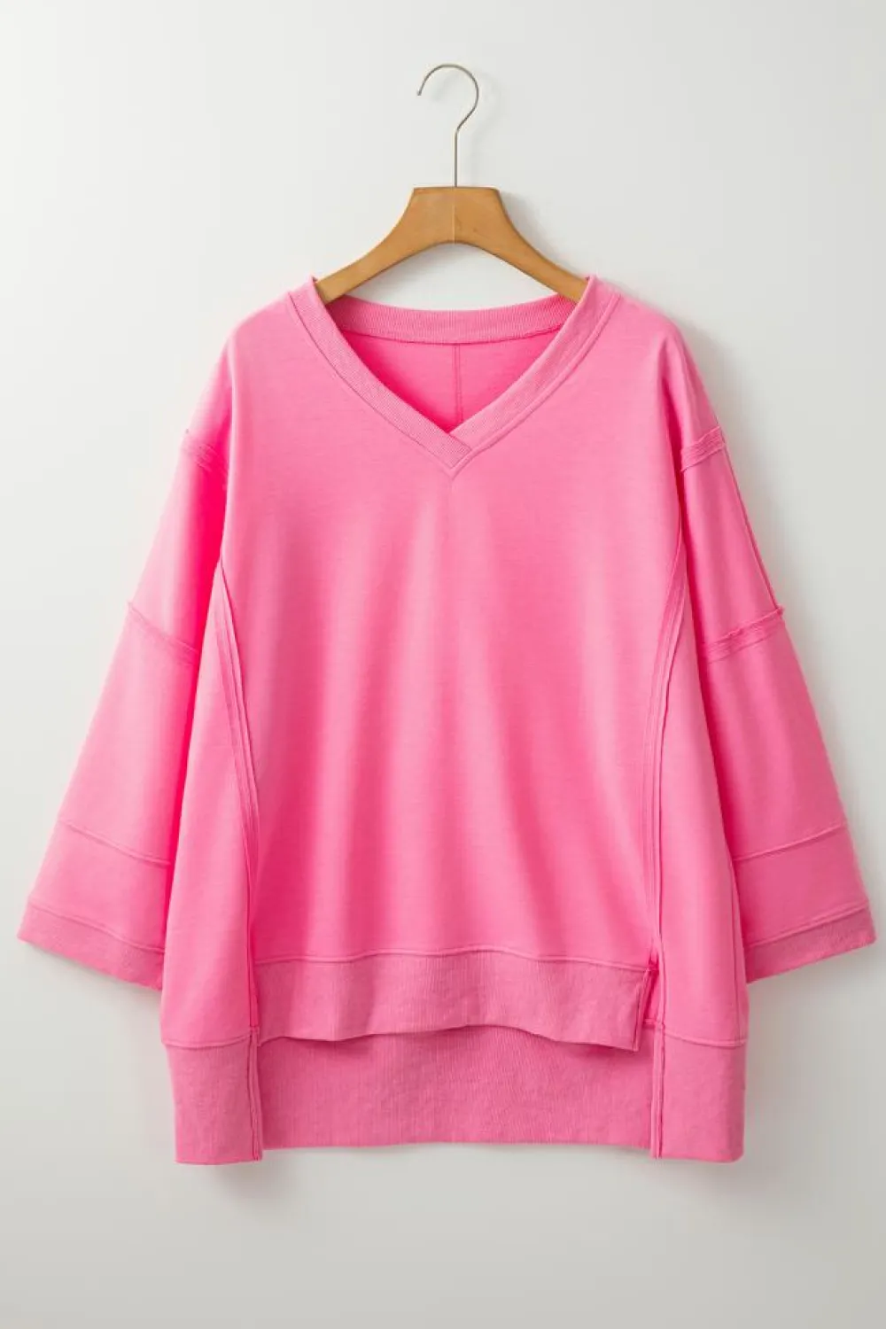 Sale Dear-Lover Bracelet Sleeve Mineral Washed V Neck T Shirt Bonbon