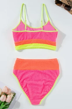 Discount Dear-Lover Color Block High Waisted Sexy Bikini Set Bonbon