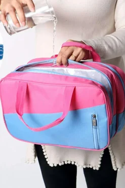 New Dear-Lover Color Block Multi Zip Pocket Portable Yoga Bag Bonbon