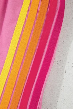 New Dear-Lover Color Block Stripes Elastic High Waist Active Shorts Bonbon