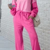 New Dear-Lover Contrast Patchwork Pullover and Drawstring Joggers Set Bonbon