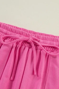 New Dear-Lover Contrast Patchwork Pullover and Drawstring Joggers Set Bonbon