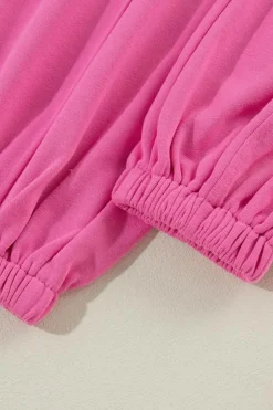 New Dear-Lover Contrast Patchwork Pullover and Drawstring Joggers Set Bonbon