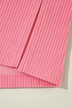Fashion Dear-Lover Corduroy Flap Detail Button Up Split Shacket Bonbon