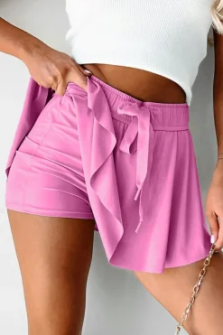 Hot Dear-Lover Drawstring High Waist Lined Tennis Skorts Bonbon