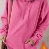 Online Dear-Lover Fleece Lined Kangaroo Pocket Drawstring Chunky Hoodie Bonbon