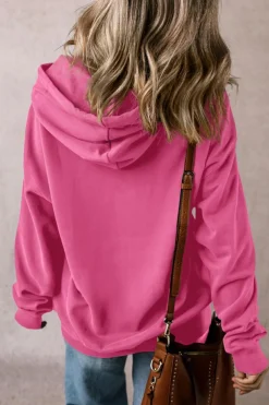 Online Dear-Lover Fleece Lined Kangaroo Pocket Drawstring Chunky Hoodie Bonbon