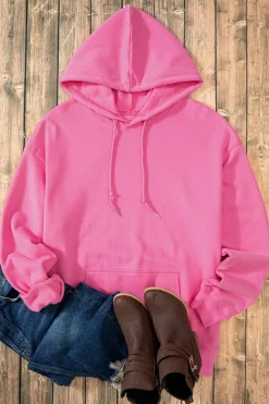 Online Dear-Lover Fleece Lined Kangaroo Pocket Drawstring Chunky Hoodie Bonbon