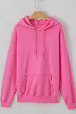 Online Dear-Lover Fleece Lined Kangaroo Pocket Drawstring Chunky Hoodie Bonbon