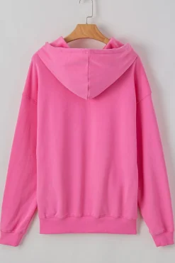 Online Dear-Lover Fleece Lined Kangaroo Pocket Drawstring Chunky Hoodie Bonbon