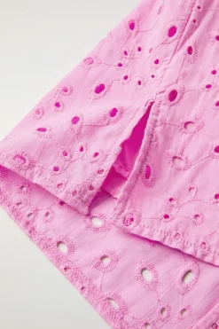 Sale Dear-Lover Flower Embroidered Hollow-out Puff Sleeve Blouse Bonbon