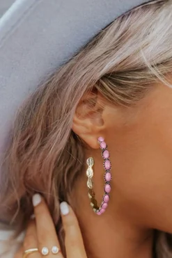 Hot Dear-Lover Gem Inlay Retro C-shape Earrings Bonbon