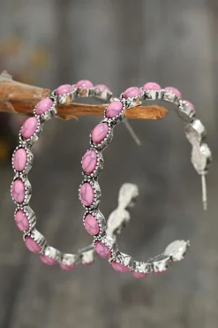 Hot Dear-Lover Gem Inlay Retro C-shape Earrings Bonbon