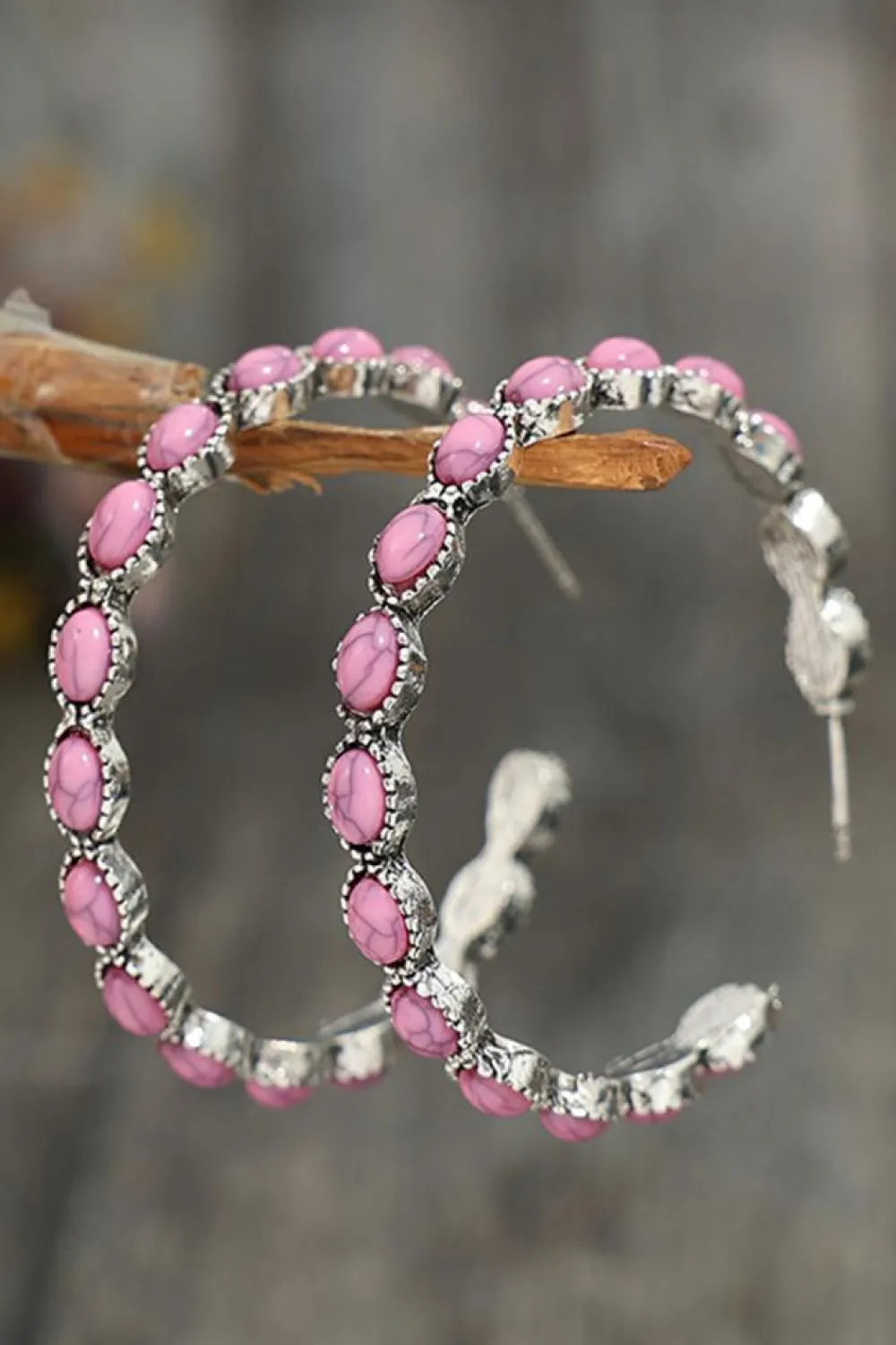 Hot Dear-Lover Gem Inlay Retro C-shape Earrings Bonbon