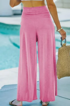 New Dear-Lover Knotted Drop Waist Split Leg Relaxed Pants Bonbon