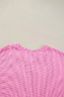 Hot Dear-Lover Leopard Colorblock Waffle Knit Top Bonbon