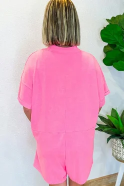 New Dear-Lover Loose Half Sleeve V Neck Knit Romper Bonbon