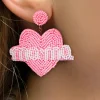 Outlet Dear-Lover Mama Heart Shape Beaded Stud Earrings Bonbon