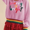 Discount Dear-Lover Merry & Bright Colorful Stripes Trim Sweater Bonbon