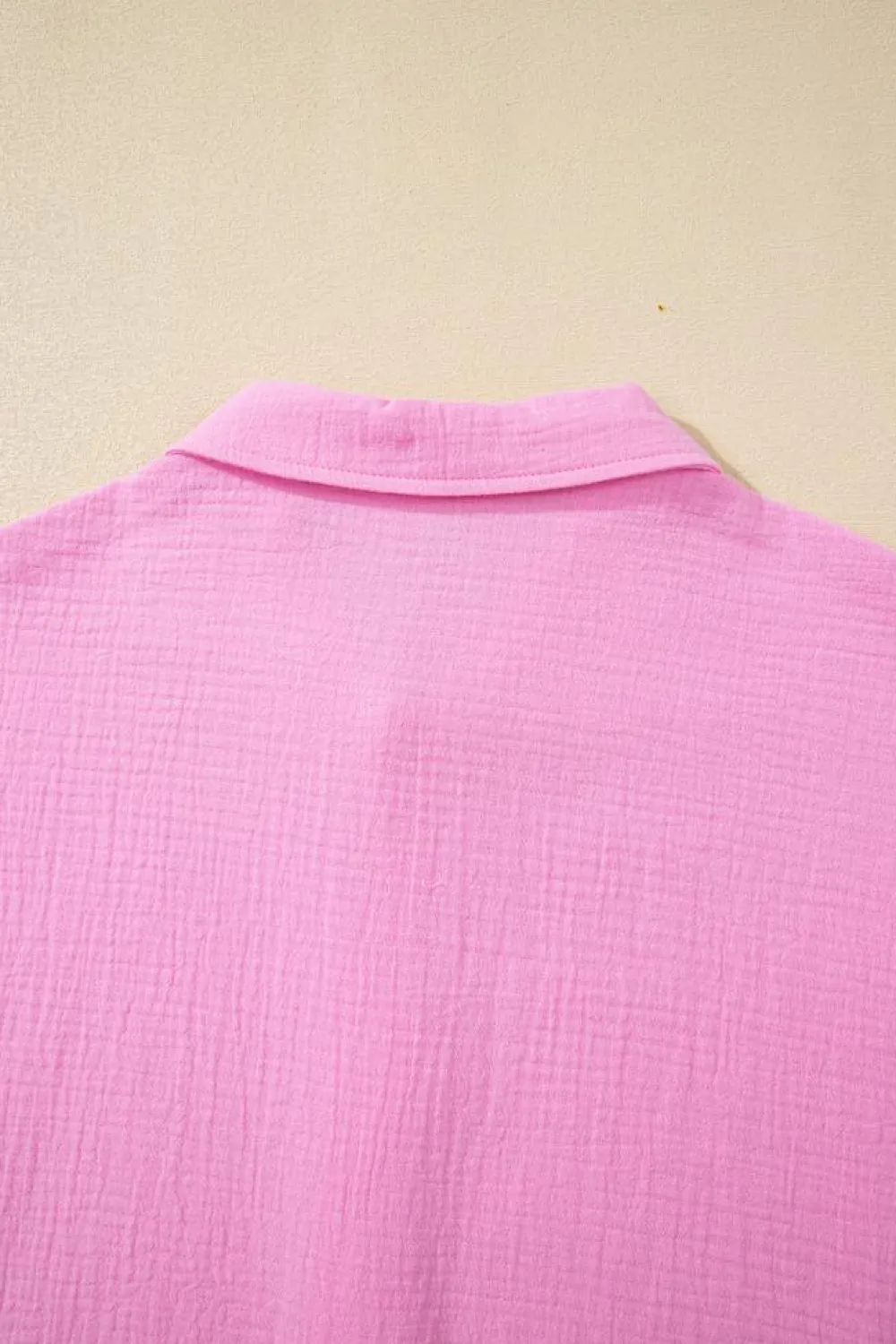 Sale Dear-Lover Mineral Wash Textured Ruffle Trim Short Sleeve Shirt Bonbon