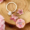 Online Dear-Lover Mothers Day Butterfly Flower Pearl Charm Alloy Keychain Bonbon