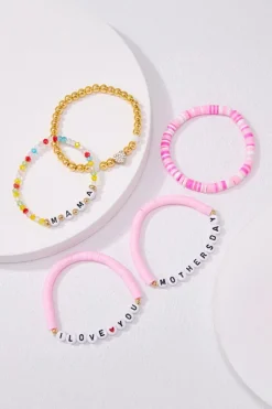 New Dear-Lover Mothers Day Slogan Beaded Multi Layer Bracelet Bonbon