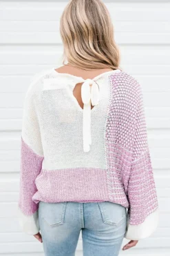 Sale Dear-Lover Neutral Colorblock Tie Back Sweater Bonbon