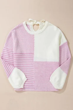 Sale Dear-Lover Neutral Colorblock Tie Back Sweater Bonbon