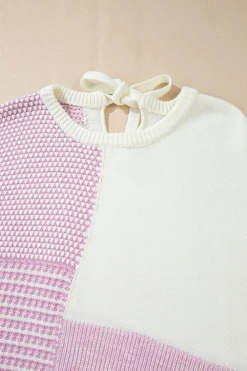 Sale Dear-Lover Neutral Colorblock Tie Back Sweater Bonbon