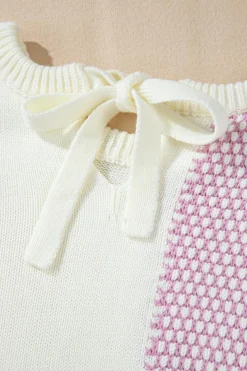 Sale Dear-Lover Neutral Colorblock Tie Back Sweater Bonbon