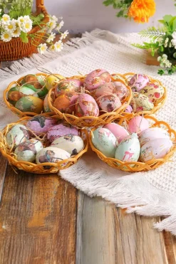 Clearance Dear-Lover 6pcs/set Easter Egg Hanging Home Decoration with Basket Bonbon