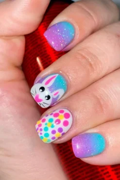 Clearance Dear-Lover Polka Dot Bunny Easter Fashion Square Nail Stickers Bonbon
