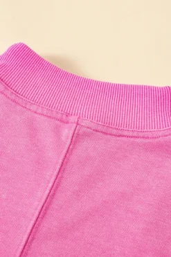 Clearance Dear-Lover Quarter Zip Pocketed Cap Sleeve Sweatshirt Dress Bonbon