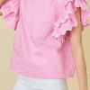 Clearance Dear-Lover Ricrac Ruffled Sleeve Frilled Collar Blouse Bonbon