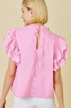 Clearance Dear-Lover Ricrac Ruffled Sleeve Frilled Collar Blouse Bonbon