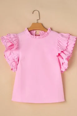 Clearance Dear-Lover Ricrac Ruffled Sleeve Frilled Collar Blouse Bonbon