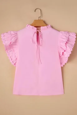 Clearance Dear-Lover Ricrac Ruffled Sleeve Frilled Collar Blouse Bonbon
