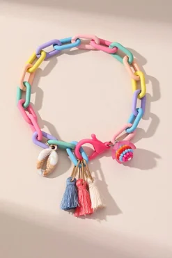 Best Dear-Lover Shell Tassel Colorful Chain Link Adjustable Anklet Bonbon