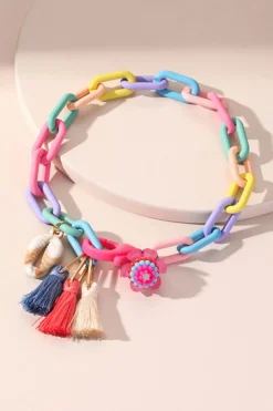 Best Dear-Lover Shell Tassel Colorful Chain Link Adjustable Anklet Bonbon