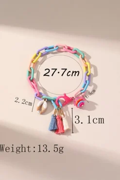 Best Dear-Lover Shell Tassel Colorful Chain Link Adjustable Anklet Bonbon