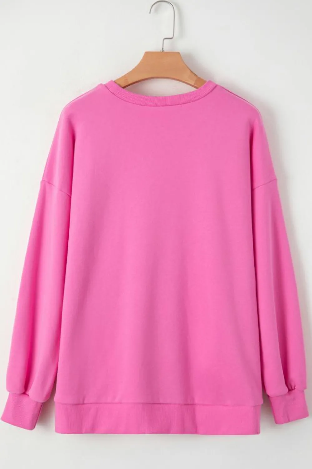 Best Dear-Lover Solid Fleece Lined Drop Shoulder High Low Sweatshirt Bonbon