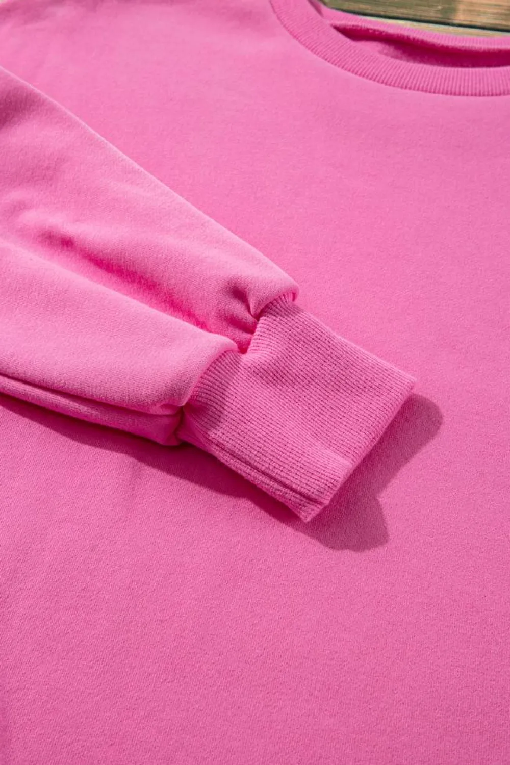 Best Dear-Lover Solid Fleece Lined Drop Shoulder High Low Sweatshirt Bonbon