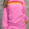 Hot Dear-Lover Striped Accent Pullover and Shorts Two Piece Casual Set Bonbon