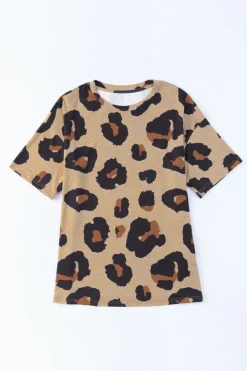 Clearance Dear-Lover Boyfriend Print Loose T Shirt Leopard