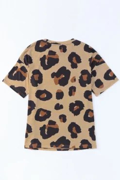 Clearance Dear-Lover Boyfriend Print Loose T Shirt Leopard
