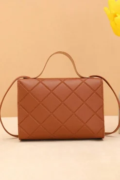 Sale Dear-Lover PU Leather Diamond Pattern Messenger Bag Breen